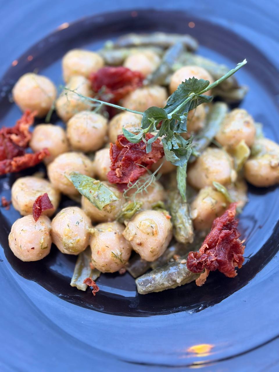 Gnocchi with green beans and herbs