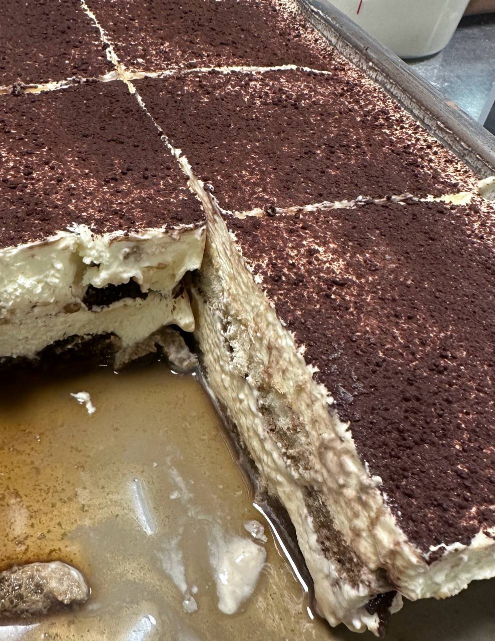 Tray-cut tiramisu